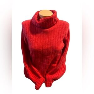 Vintage Lord & Taylor Angora Rabbit Hair Blend Red Cowl Neck Soft Warm Sweater S